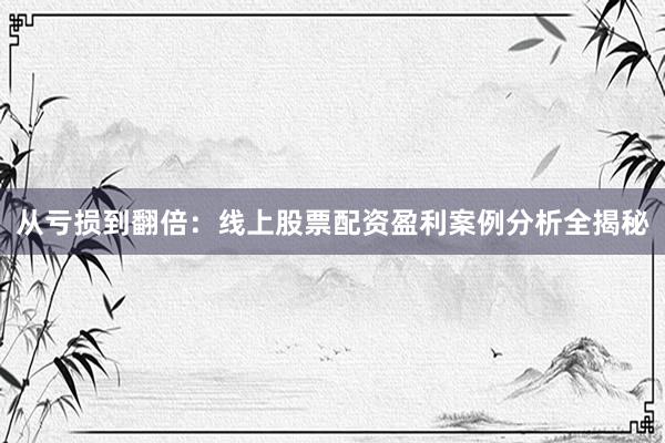 从亏损到翻倍：线上股票配资盈利案例分析全揭秘