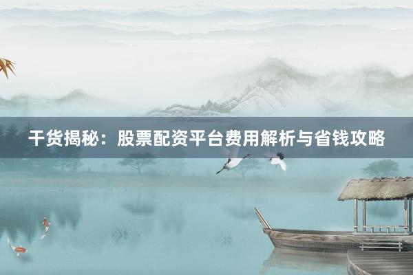 干货揭秘：股票配资平台费用解析与省钱攻略
