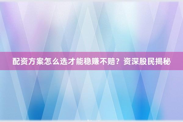 配资方案怎么选才能稳赚不赔？资深股民揭秘