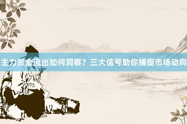 主力资金流出如何洞察?三大信号助你捕捉市场动向