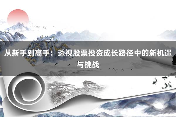 从新手到高手：透视股票投资成长路径中的新机遇与挑战