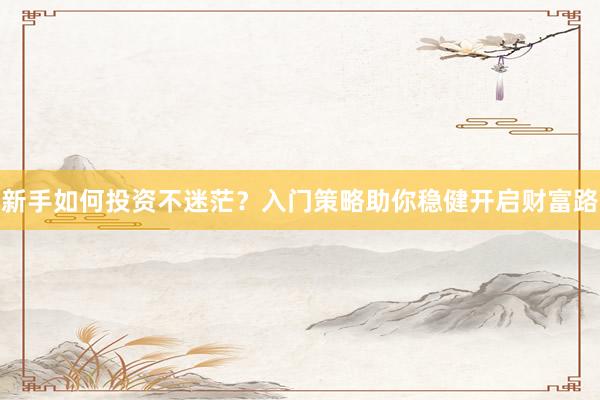 新手如何投资不迷茫？入门策略助你稳健开启财富路
