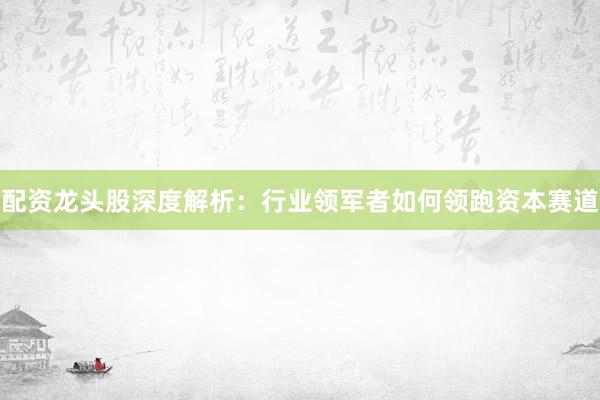 配资龙头股深度解析：行业领军者如何领跑资本赛道