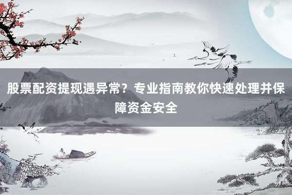 股票配资提现遇异常？专业指南教你快速处理并保障资金安全