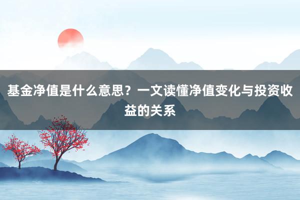 基金净值是什么意思？一文读懂净值变化与投资收益的关系