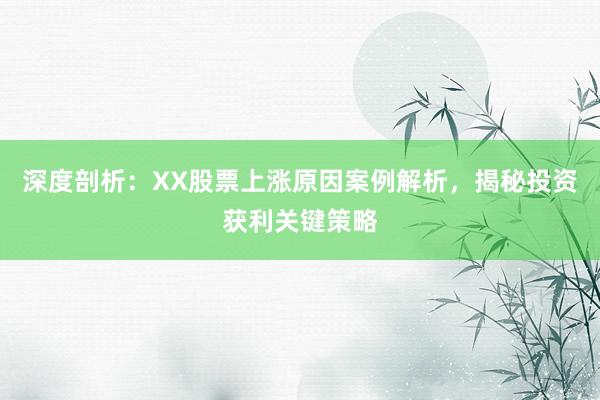 深度剖析：XX股票上涨原因案例解析，揭秘投资获利关键策略